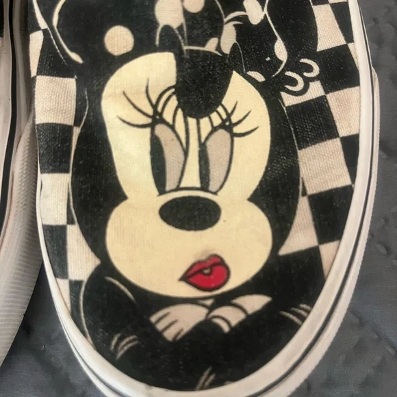 Vans DISNEY Checkered Slip-On Shoes Mickie & Minnie Worn HTF - Picture 2 of 10